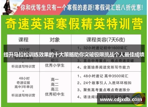 提升马拉松训练效果的十大策略助你突破极限挑战个人最佳成绩